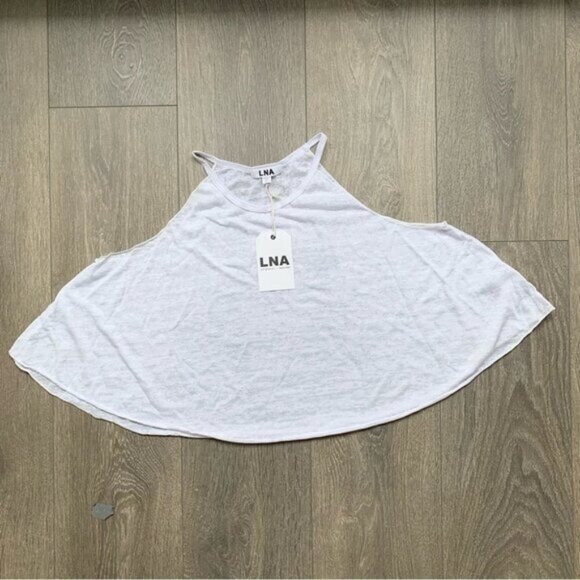LNA Swing Bib Tank Top Cropped Cotton Sleeveless Casual Basic White Size XS - Picture 2 of 7